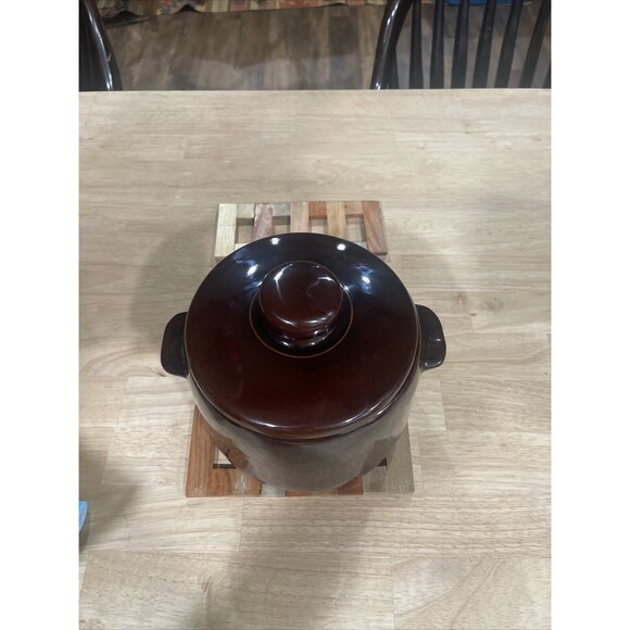 Vintage 1950s/60s WEST BEND Brown Bean Pot Stoneware w/ Oven Use Only - Picture 3 of 14